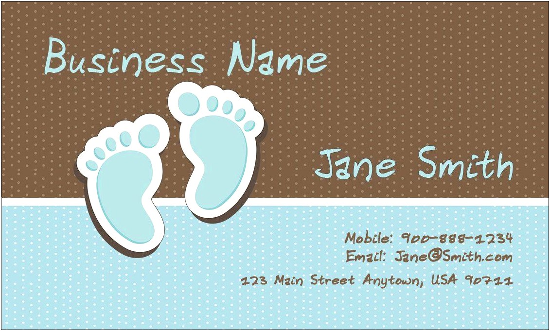 Free On Line Babysitter Business Card Template