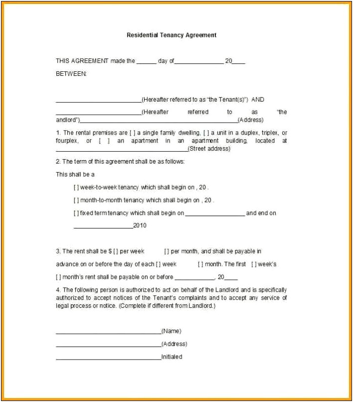 Free One Page Lease Agreement Template