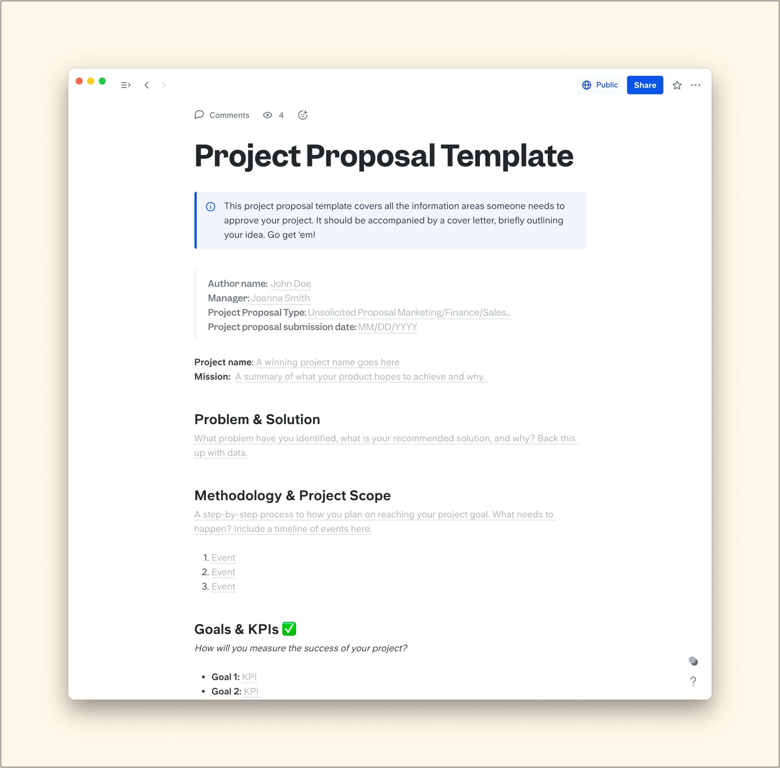 Free One Page Proposals Templates For Marketing
