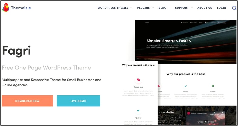 Free One Page Responsive Wordpress Template