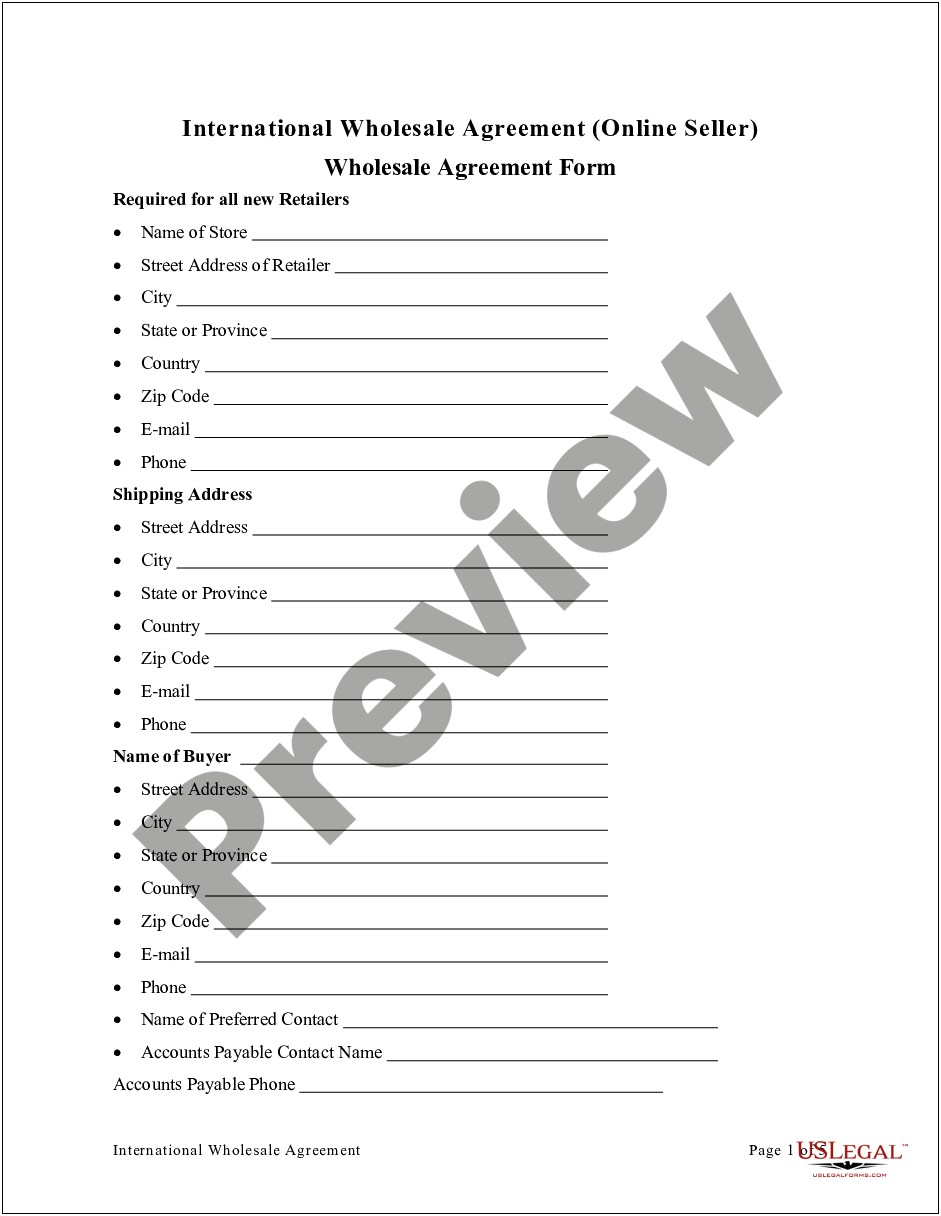 Free One Page Wholesale Contract Template