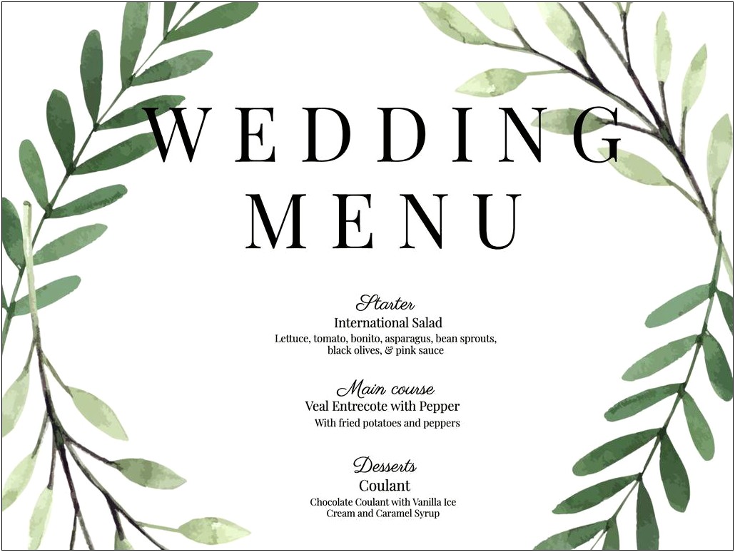 Free Online Dinner Party Menu Templates
