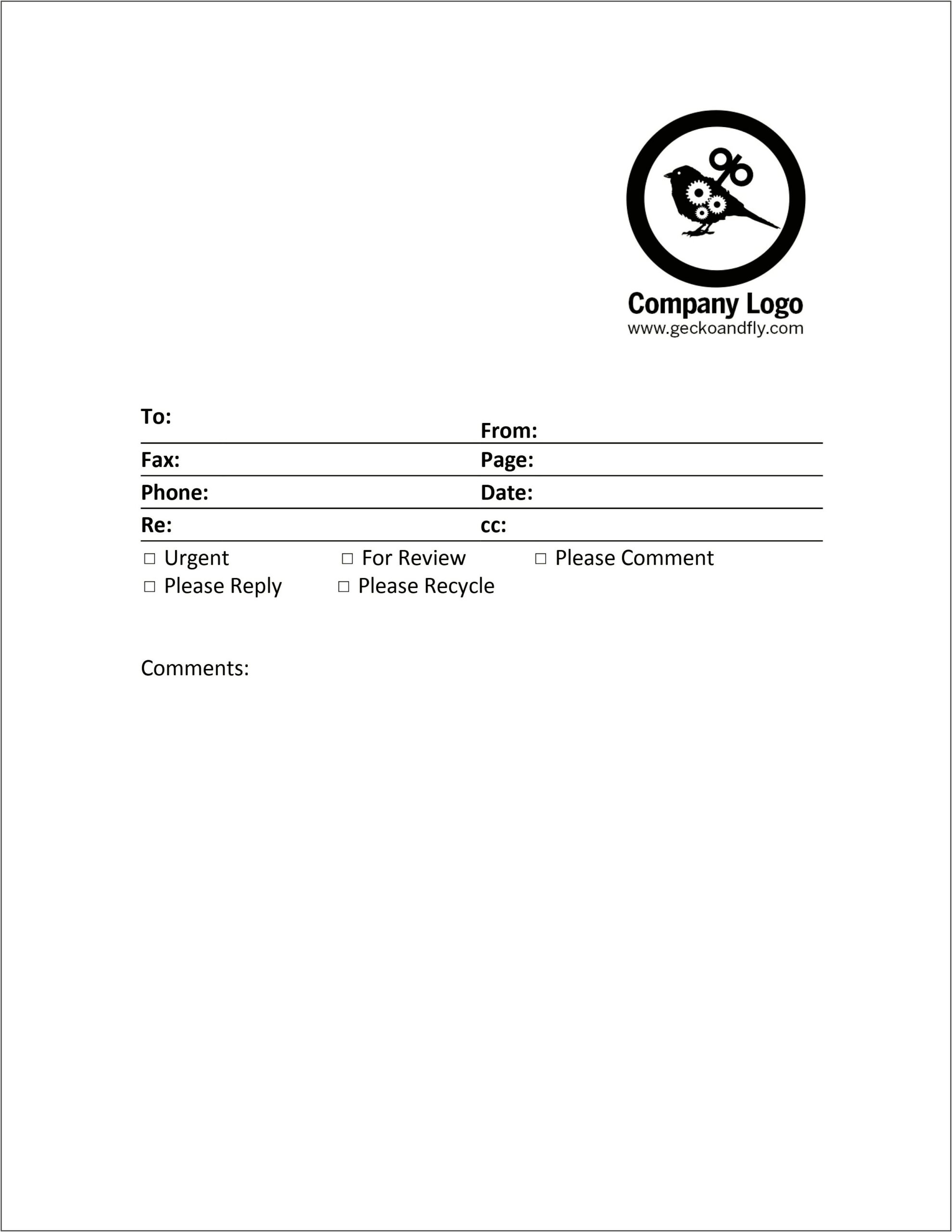 Free Online Fax Cover Page Template