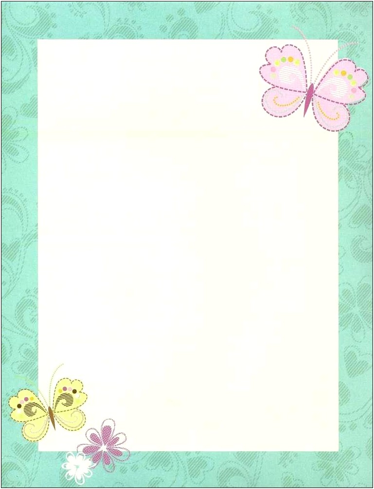 Free Online Letter Butterfly Stationary Template