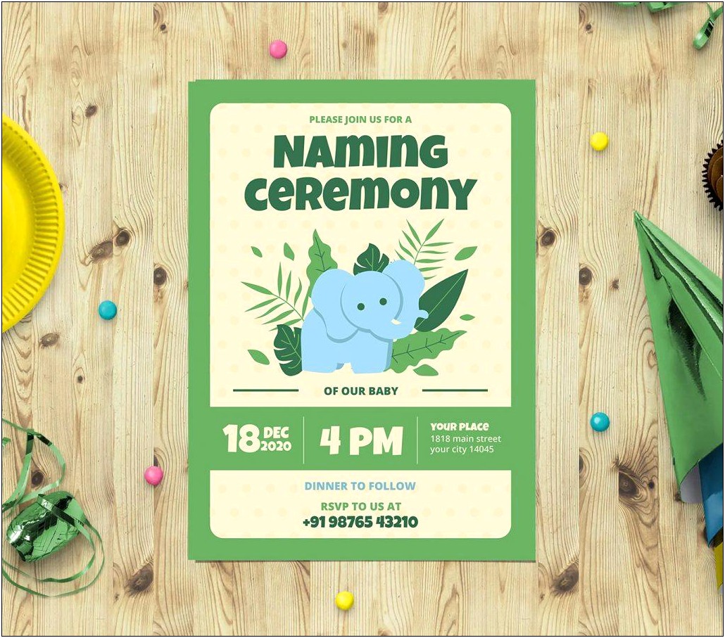 Free Online Naming Ceremony Invitation Card Template