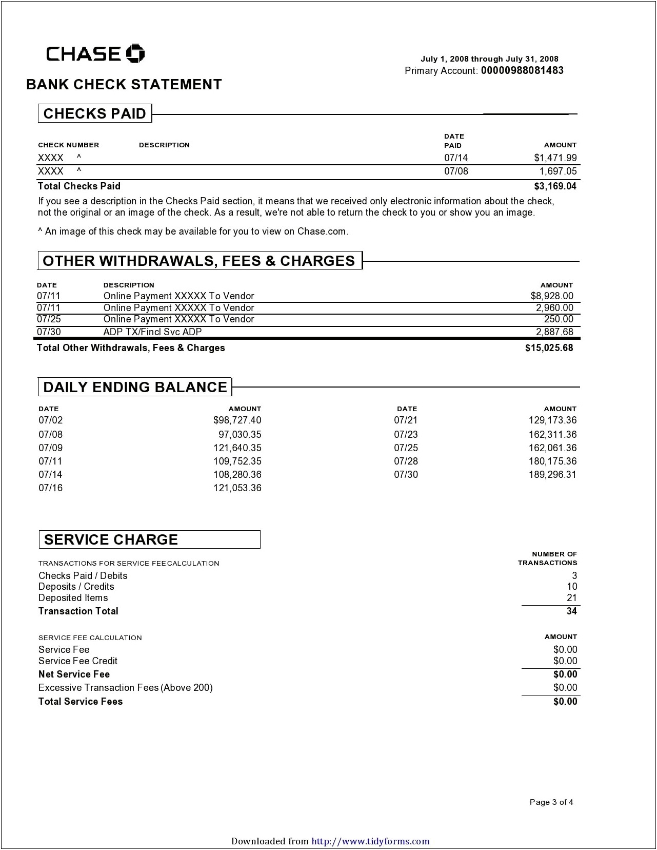 Free Online Printable Bank Statement Template