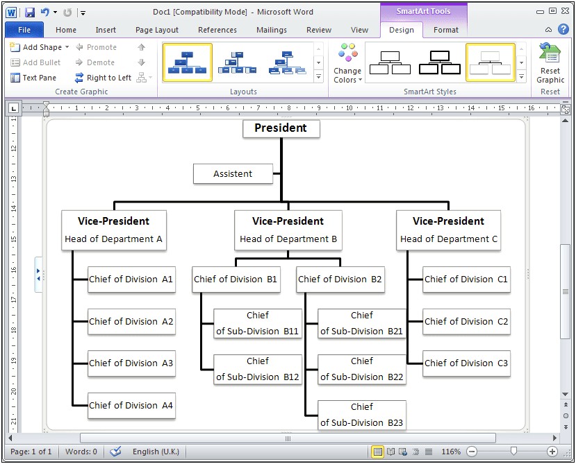 Free Organizational Chart Template Microsoft Word
