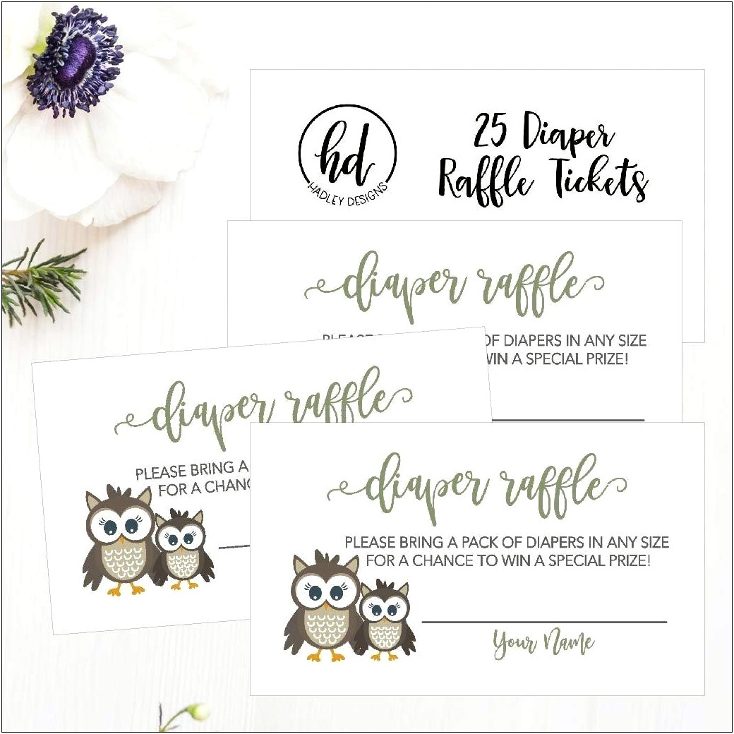 Free Owl Diaper Raffle Ticket Template