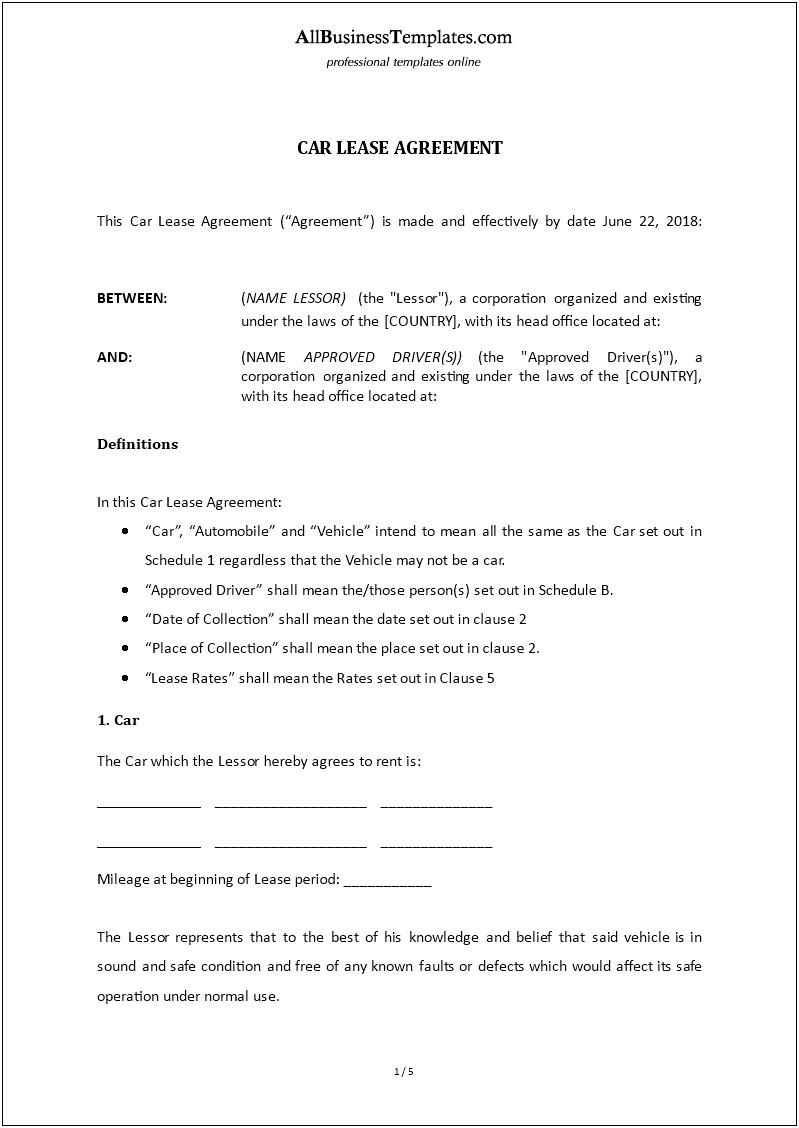Free Owner Finance Auto Contract Template