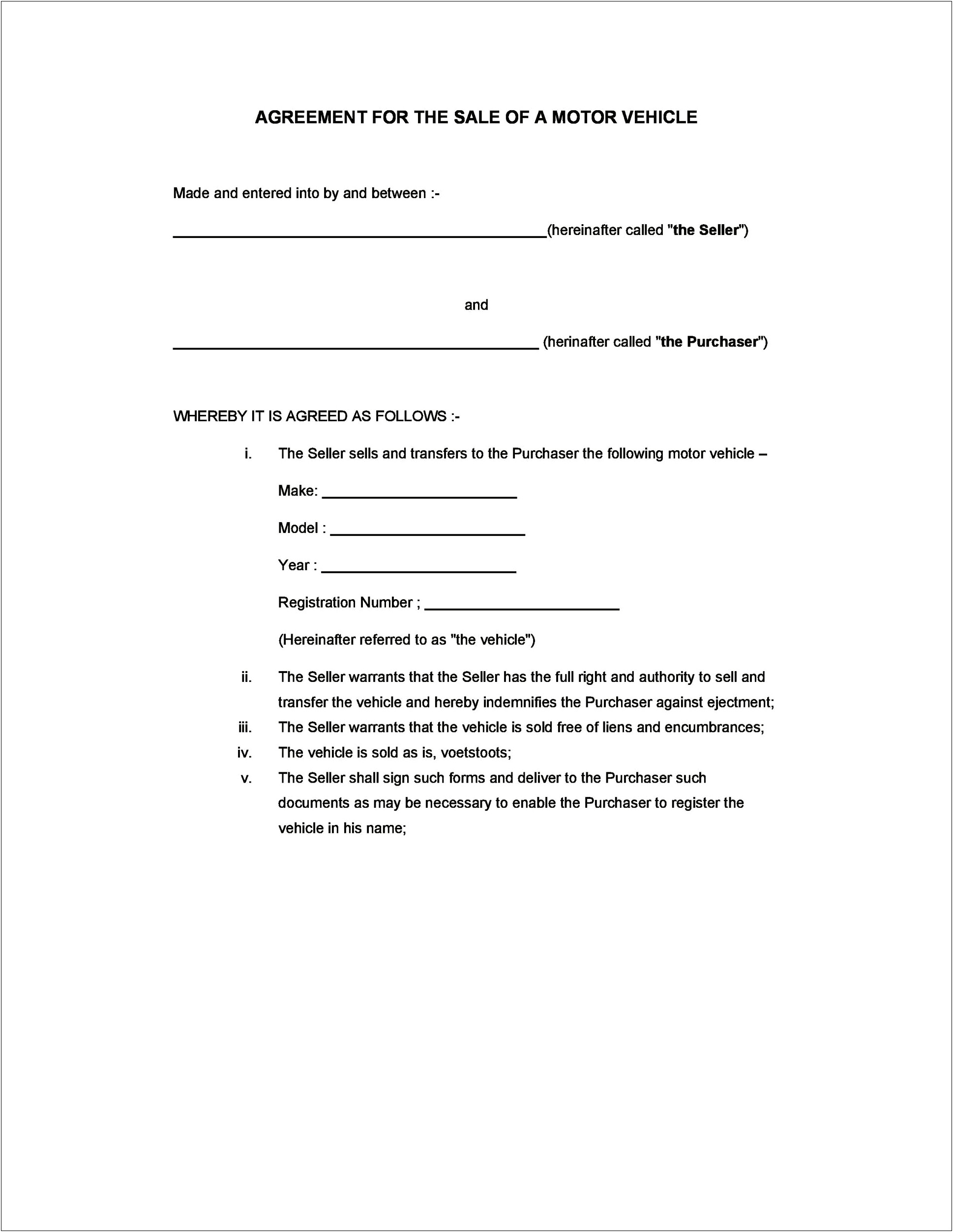 Free Owner Finance Car Contract Template