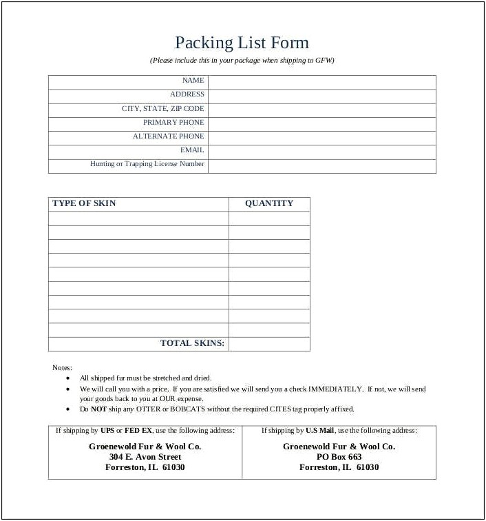 Free Packing Slip Template For Wordpad