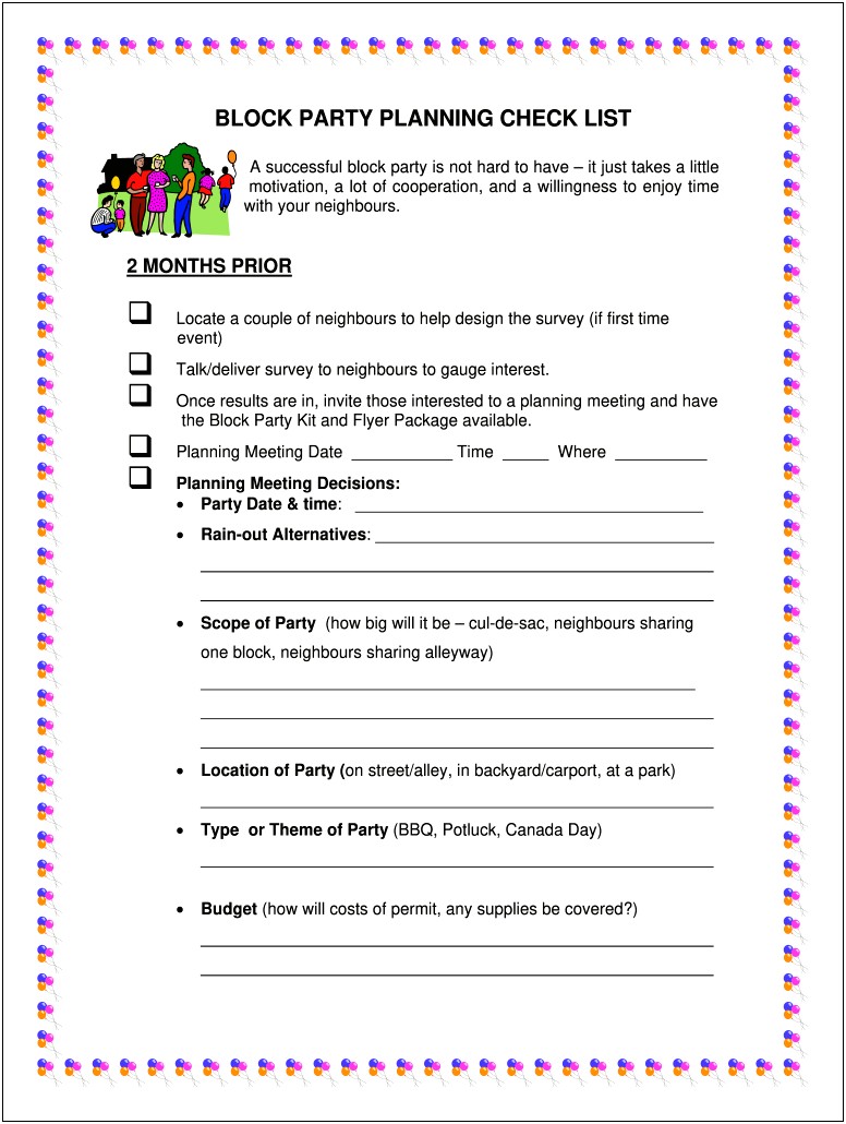 Free Party Planning Budget List Template