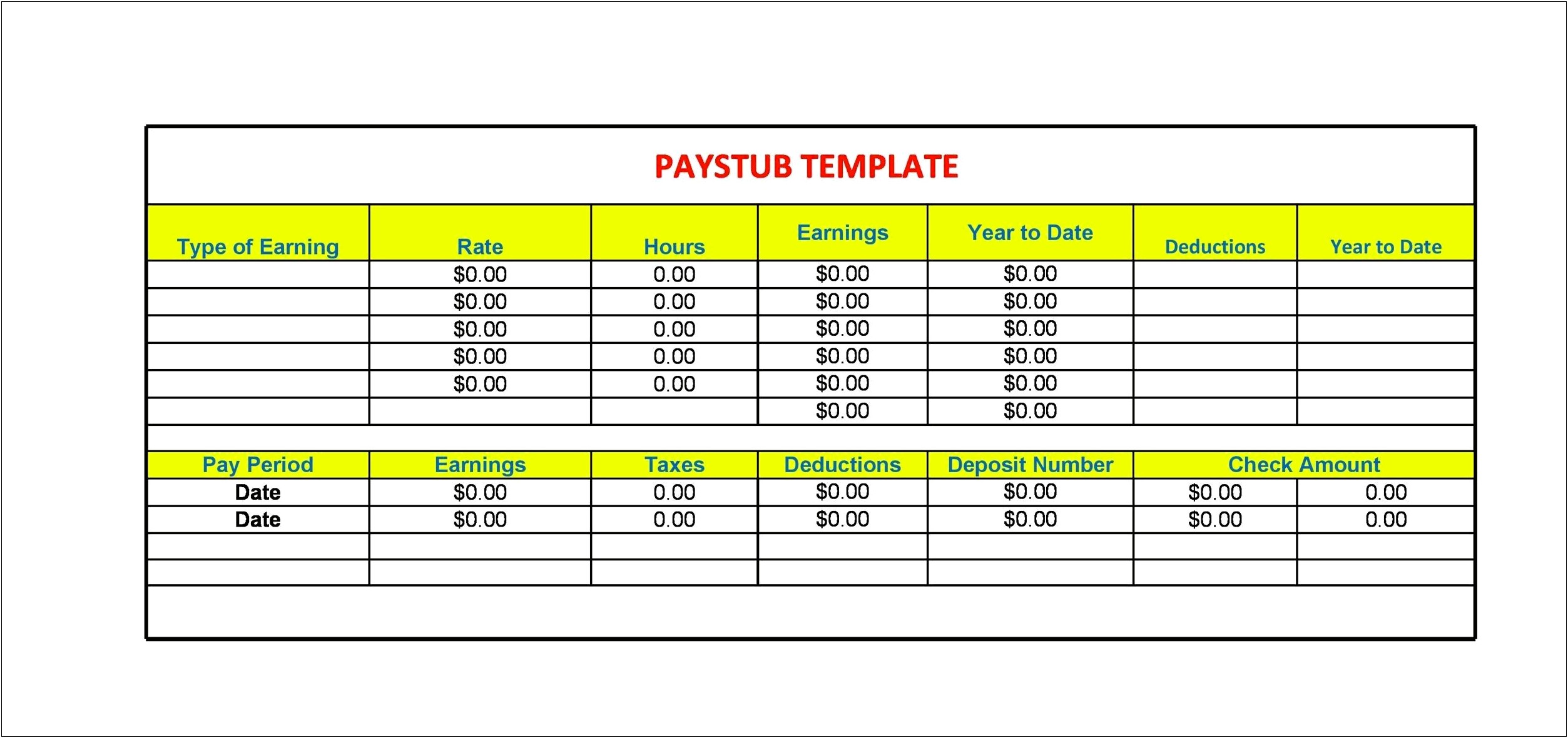 Free Pay Stub Template For 1099