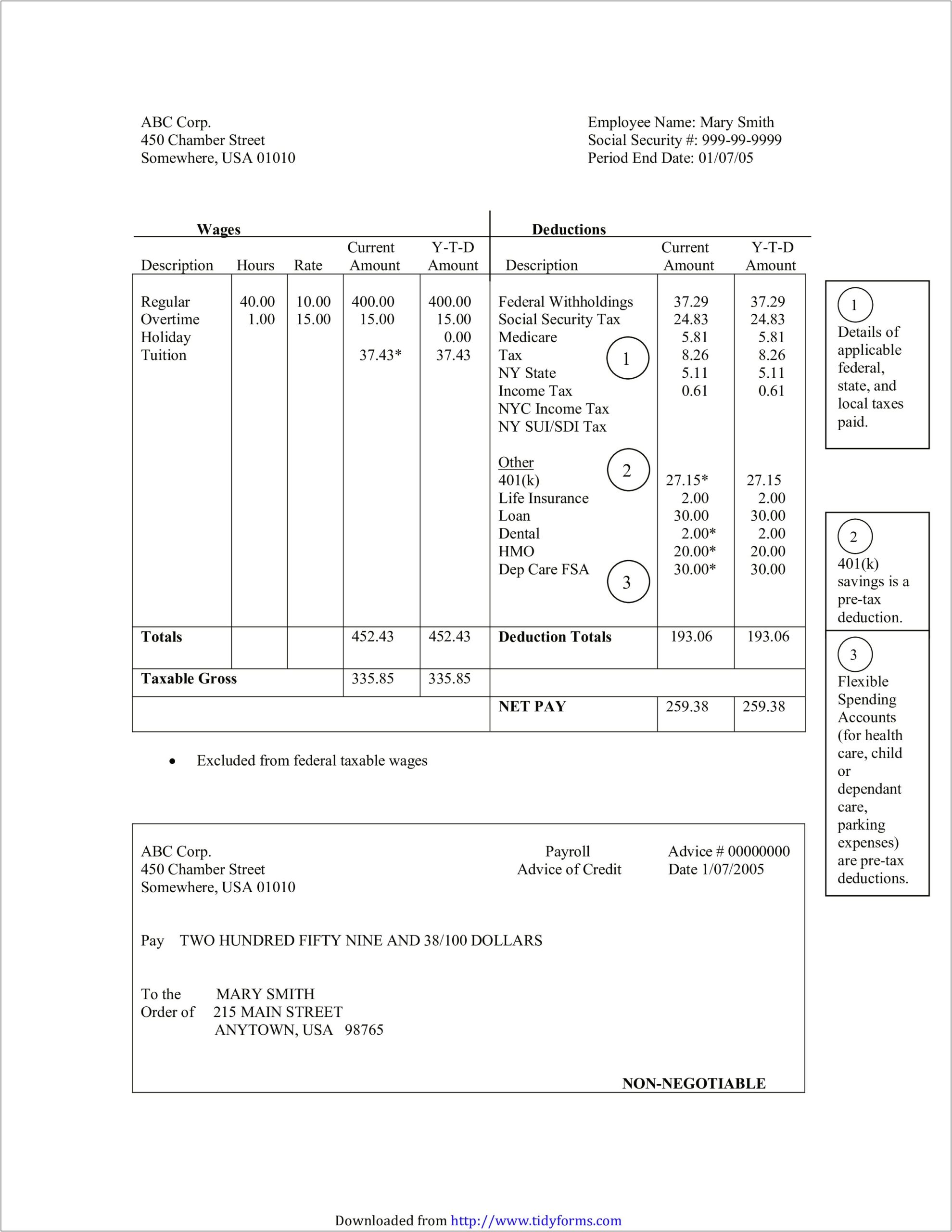 Free Pay Stub Template With Calculator Free