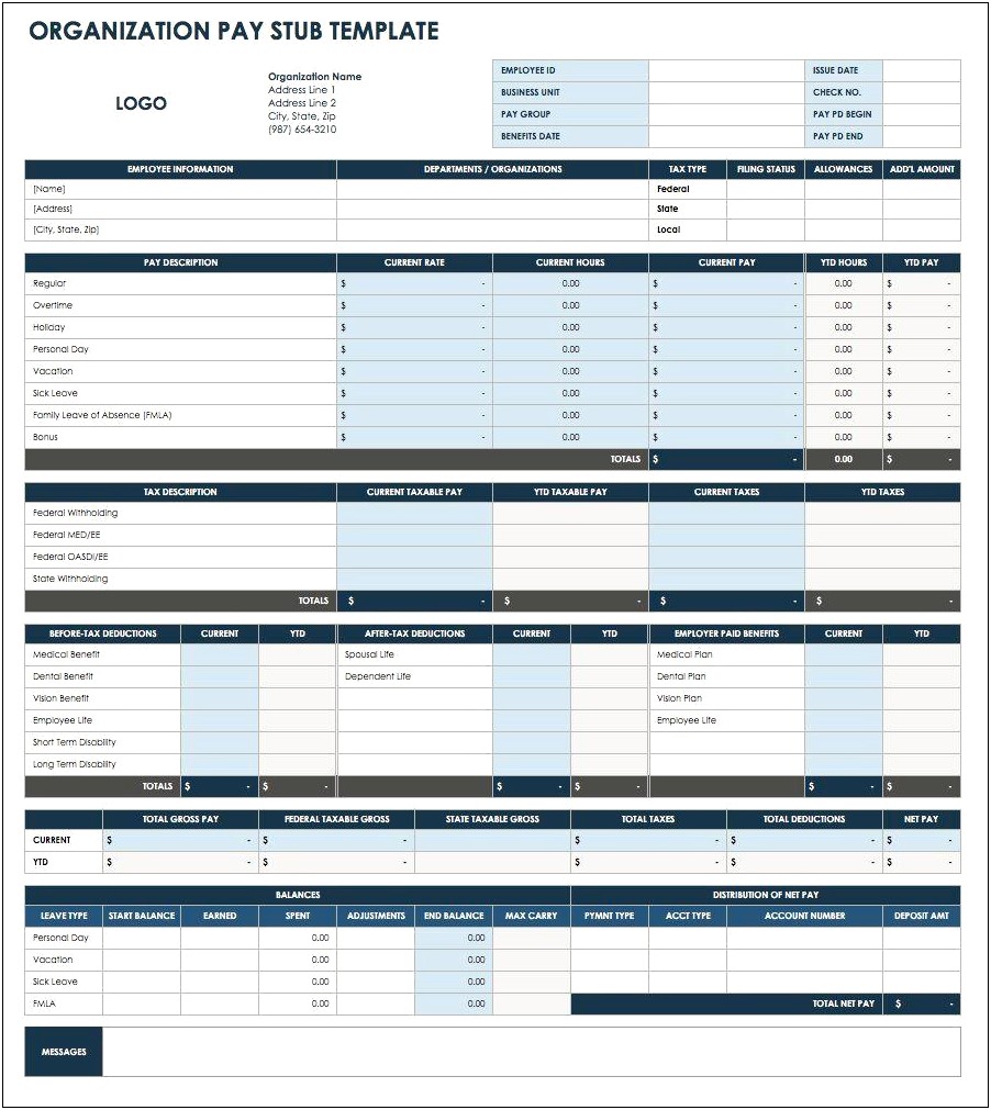 Free Pay Stub Template Word Document