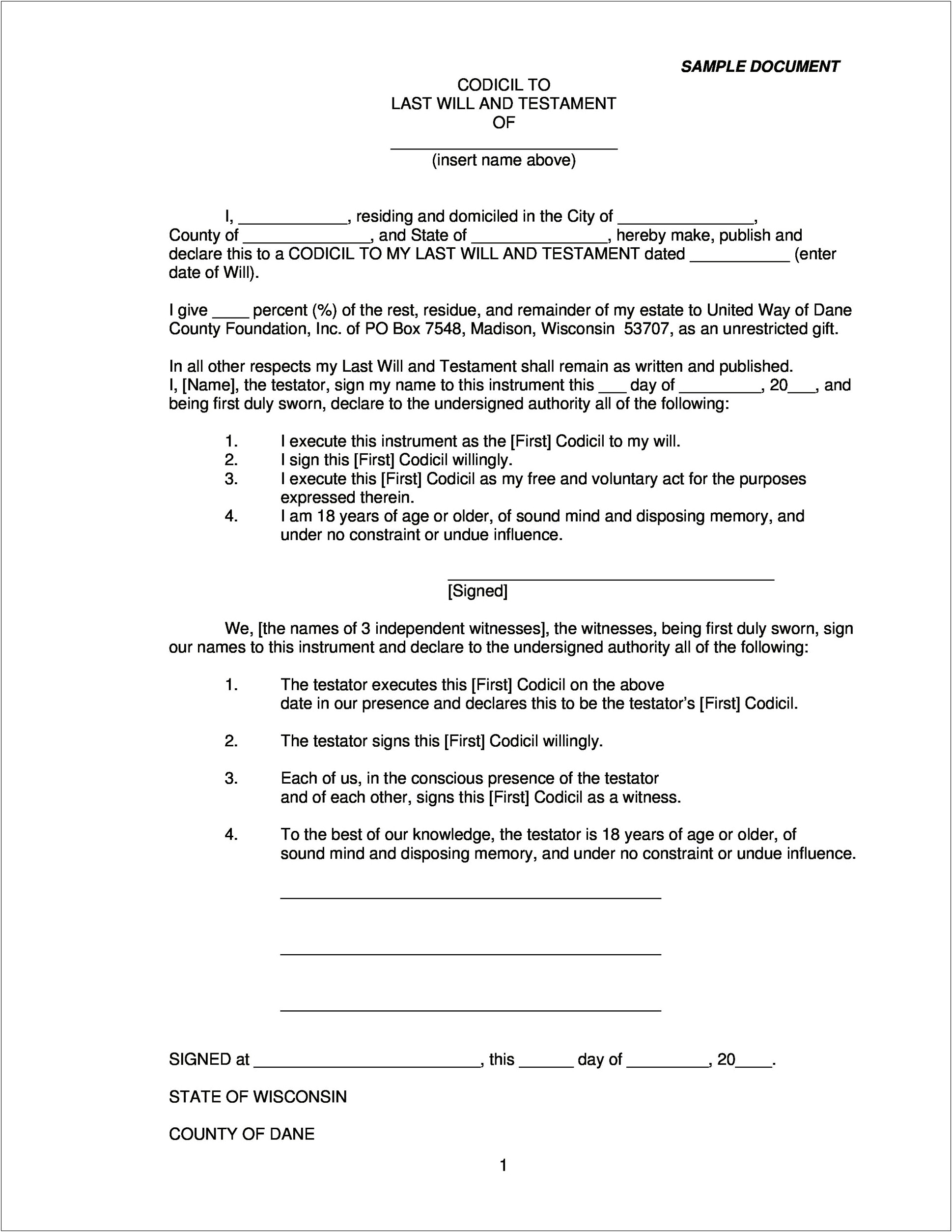 Free Pdf Template For Writing A Will Printable