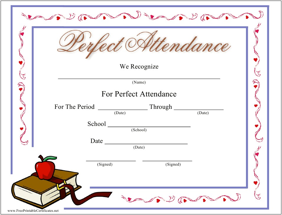 Free Perfect Attendance Award Certificate Templates