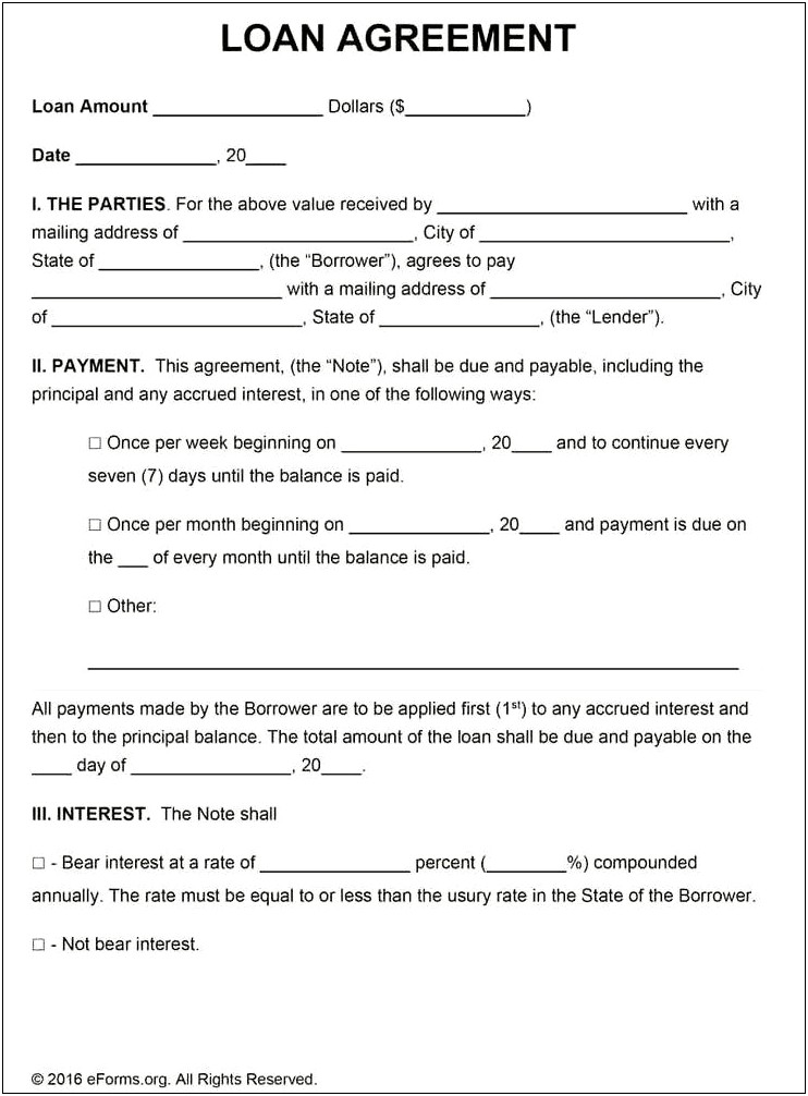 Free Personal Loan Agreement Template Canada
