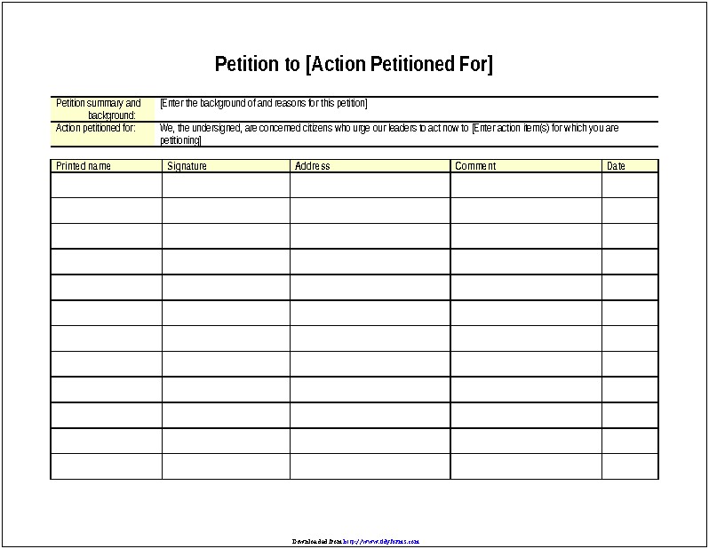 Free Petition Template For Word To Print