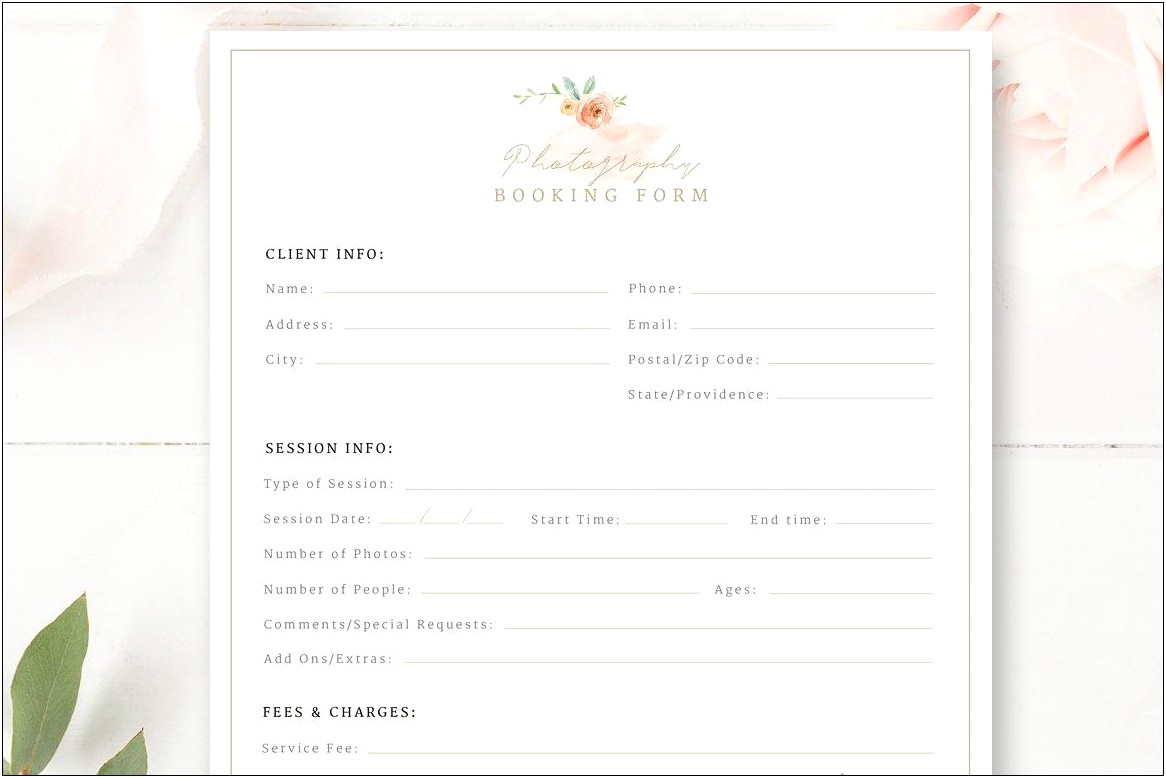 Free Photography Client Information Form Template