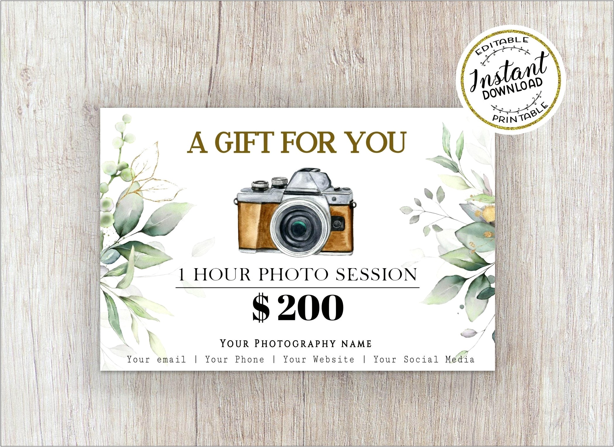 Free Photography Session Gift Certificate Template