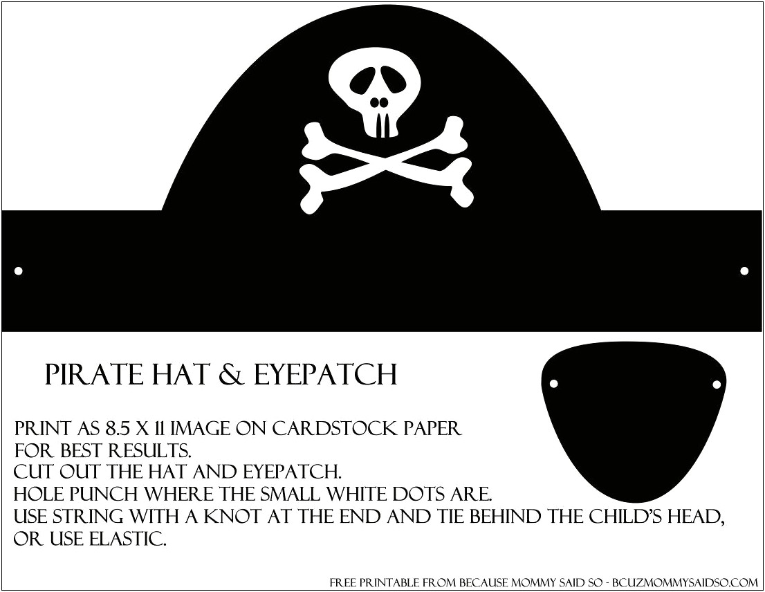 Free Pirate Eye Patch Template Printable