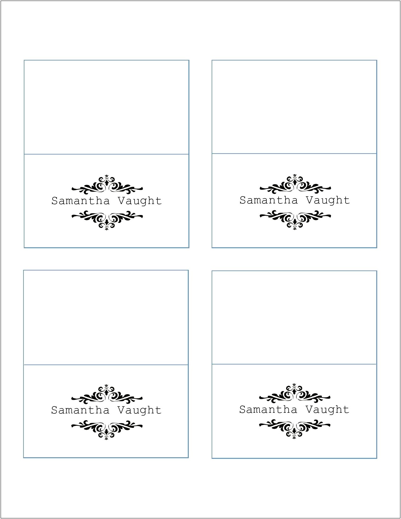Free Place Card Template For Pages