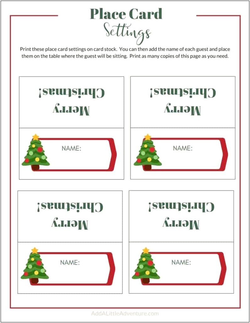 Free Place Card Templates To Print