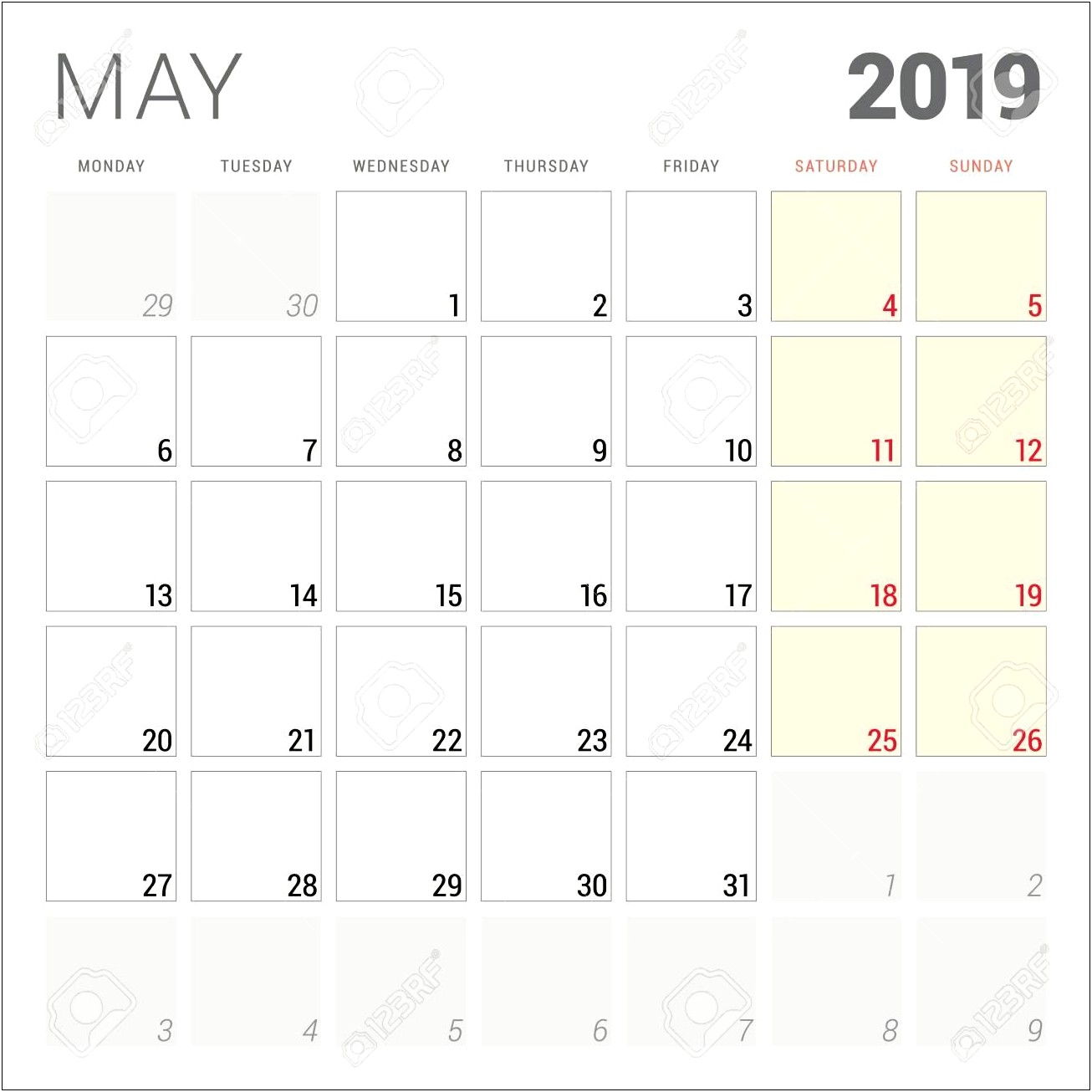 Free Planner Templates For May 2019