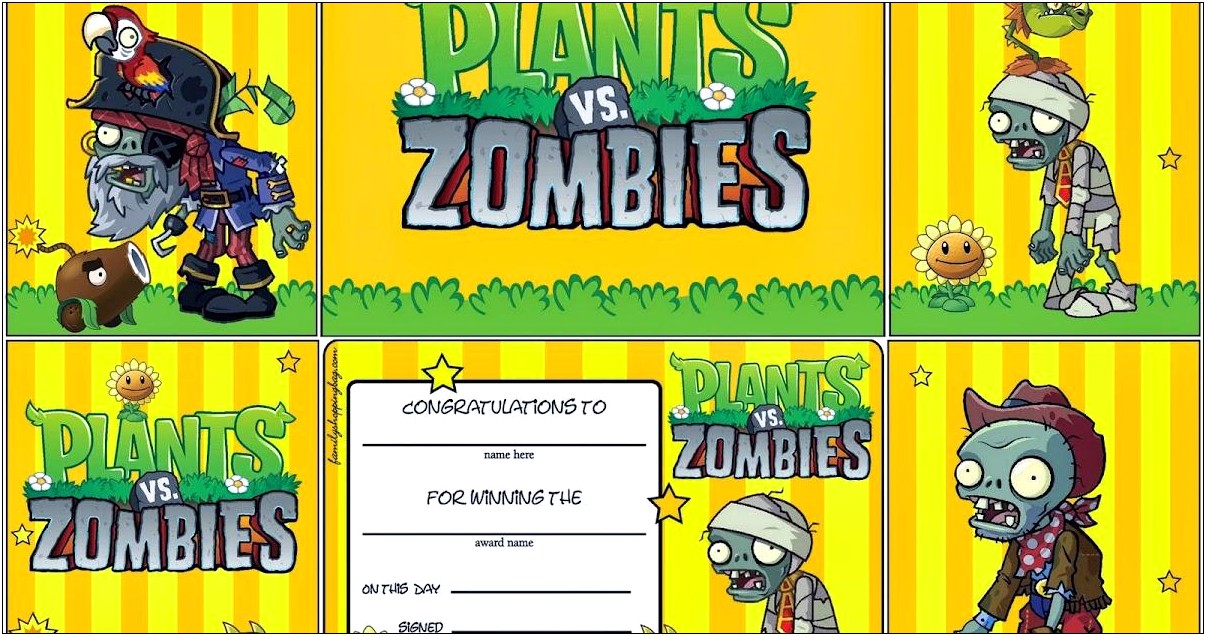 Free Plants Vs Zombies Birthday Invitation Template