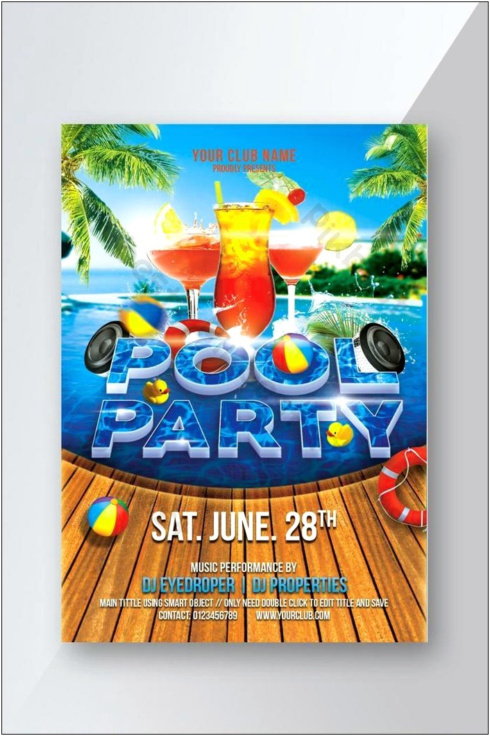 Free Pool Party Flyer Template Psd