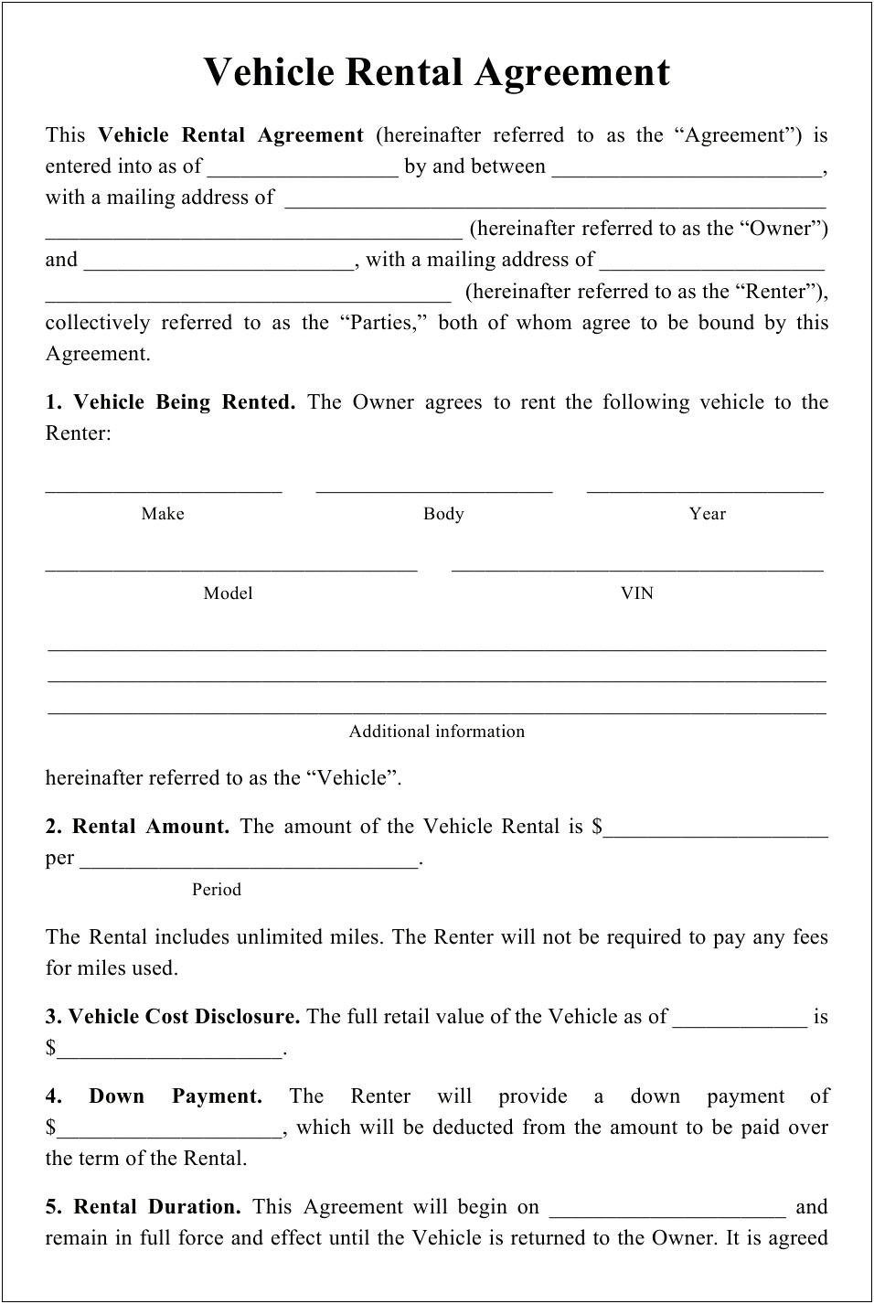 Free Potential Used Car Purchase Agreement Template