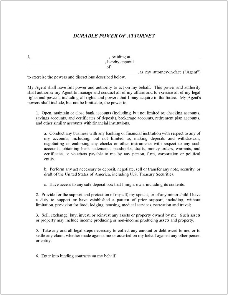 Free Power Of Attorney Template Download