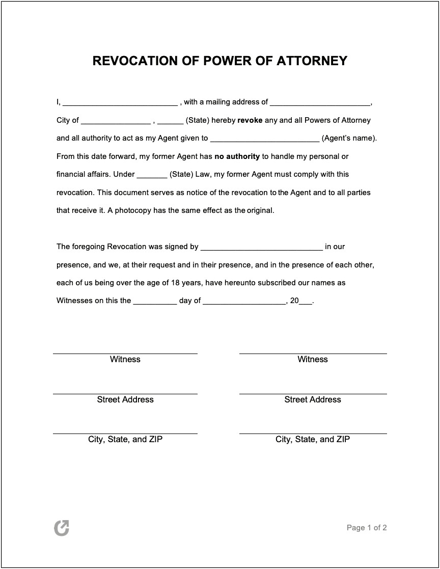 Free Power Of Attorney Template Pdf