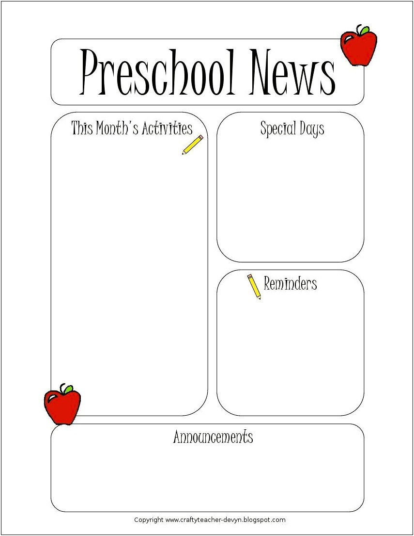 Free Preschool Newsletter Templates For Microsoft Word