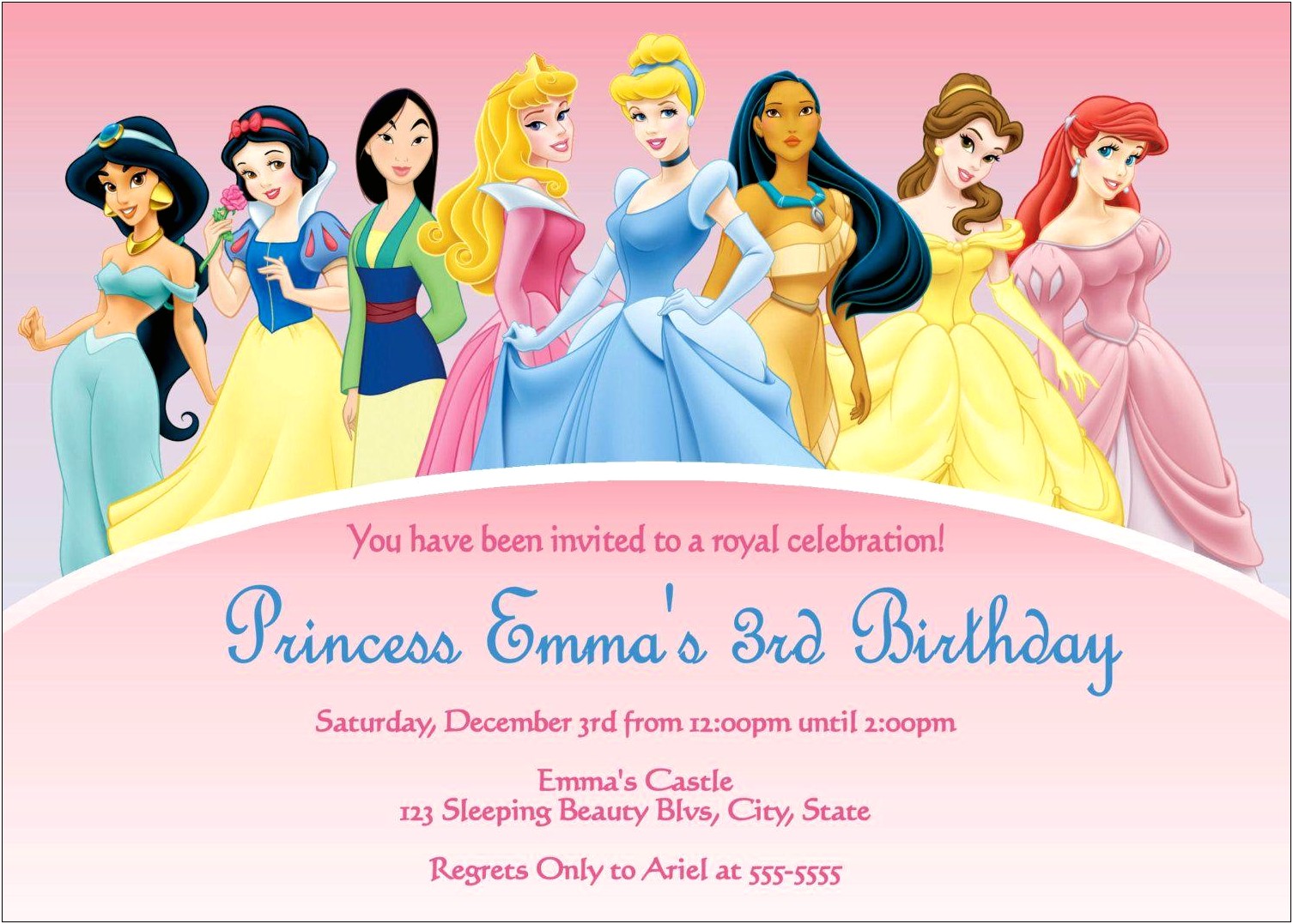 Free Princess Birthday Party Invitation Templates