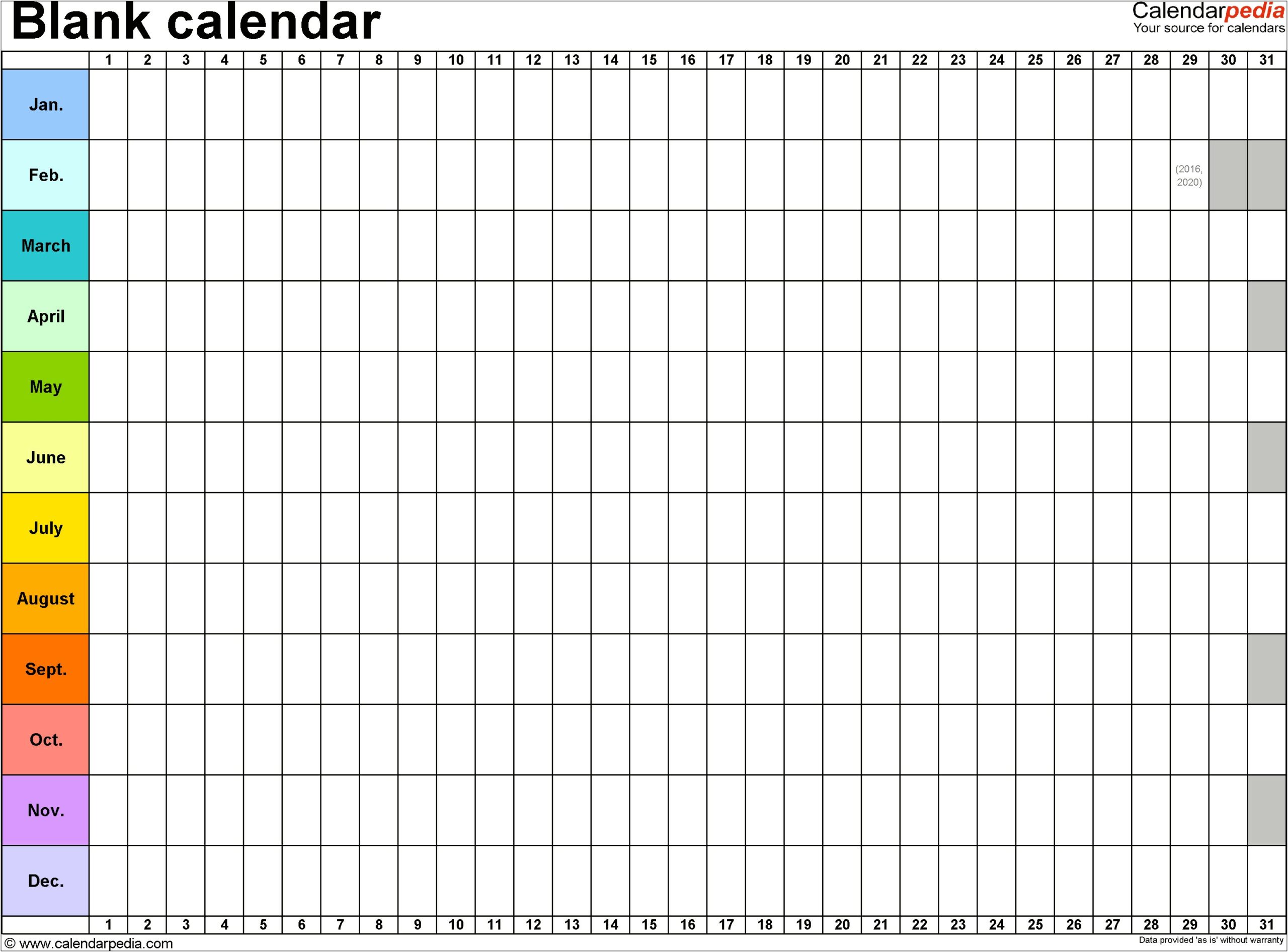Free Printable 12 Month Calendar Templates