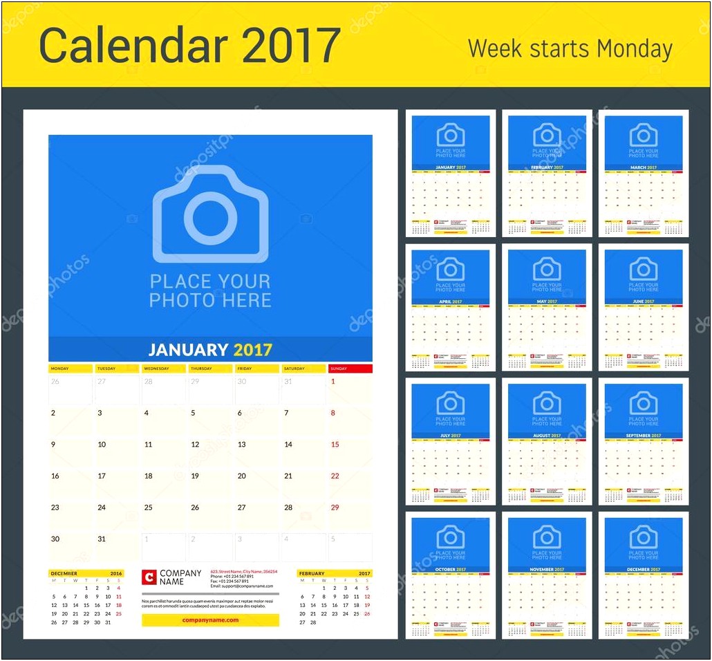 Free Printable 2017 Monthly Calendar Template