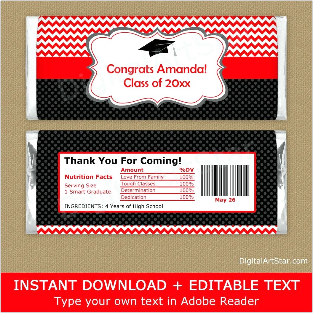 Free Printable 2018 Graduation Candy Bar Wrappers Templates