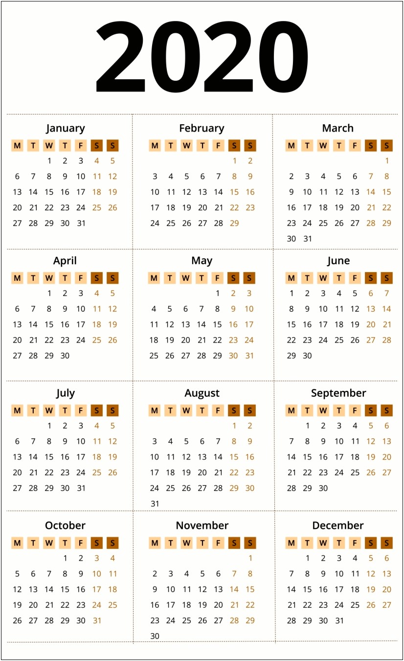 Free Printable 2019 2020 Calendar Template Word Format
