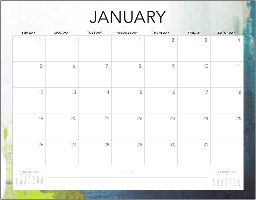Free Printable 2020 Calendar Templates Uk