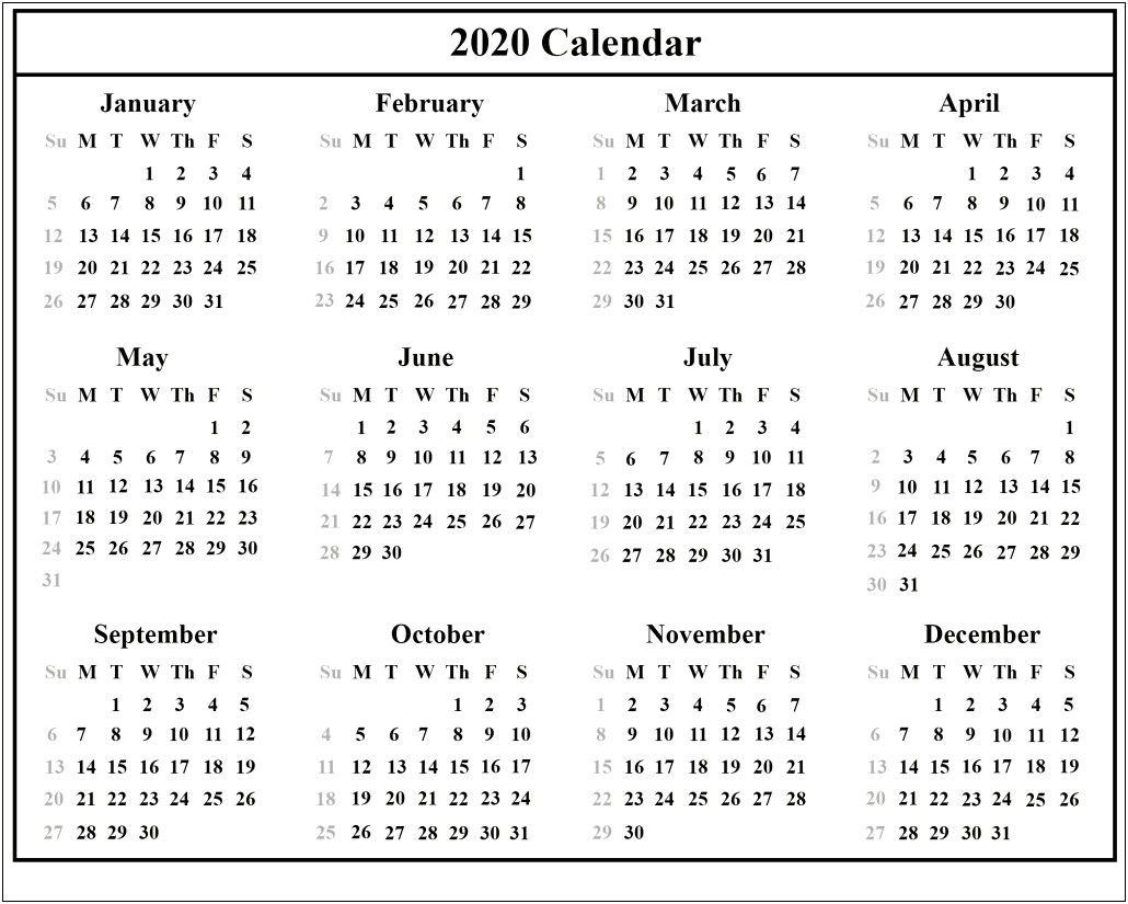 Free Printable 2020 Calendar Templates With Holidays