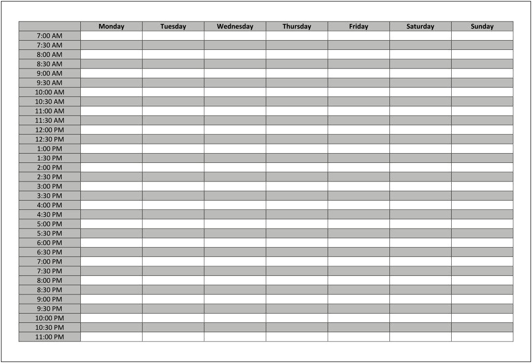 Free Printable 24 Hour Schedule Template