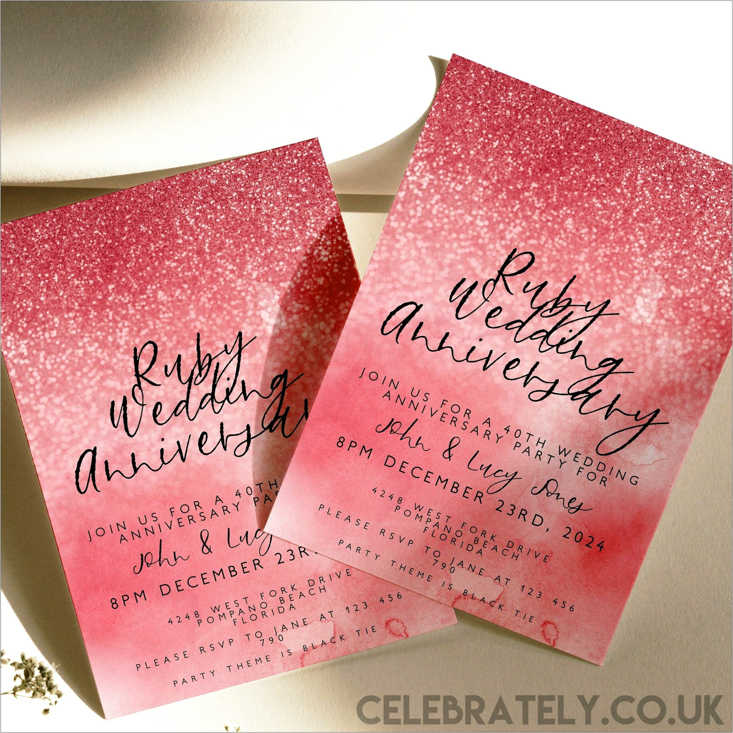 Free Printable 40th Wedding Anniversary Invitations