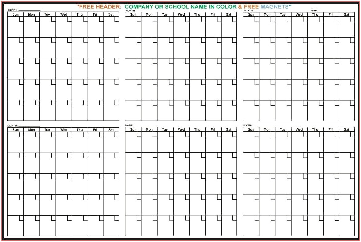 Free Printable 6 Month Calendar Template