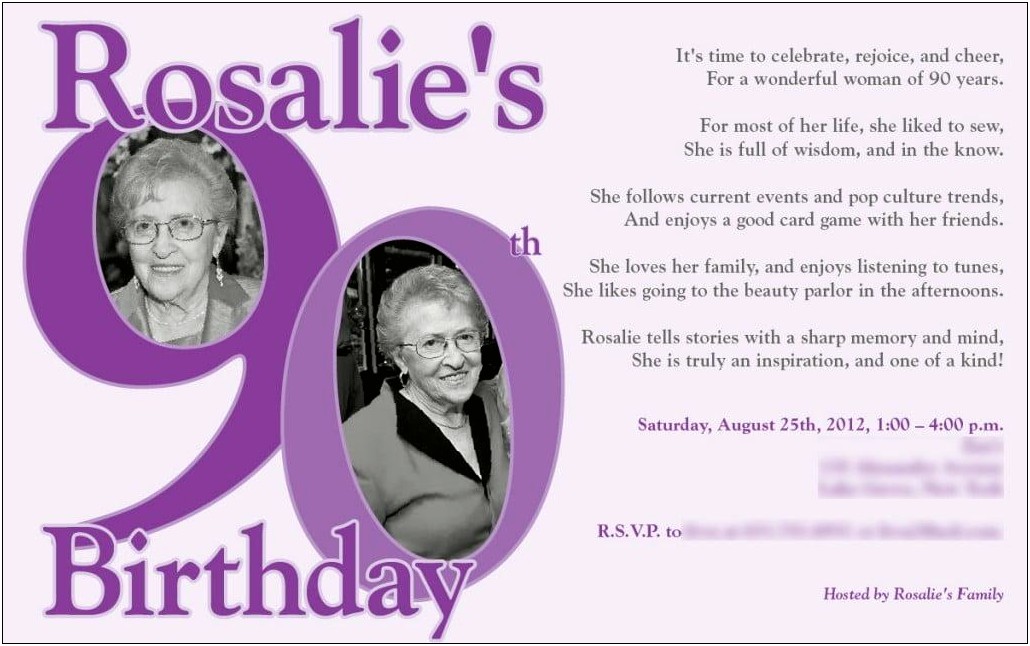 Free Printable 90th Birthday Invitation Template