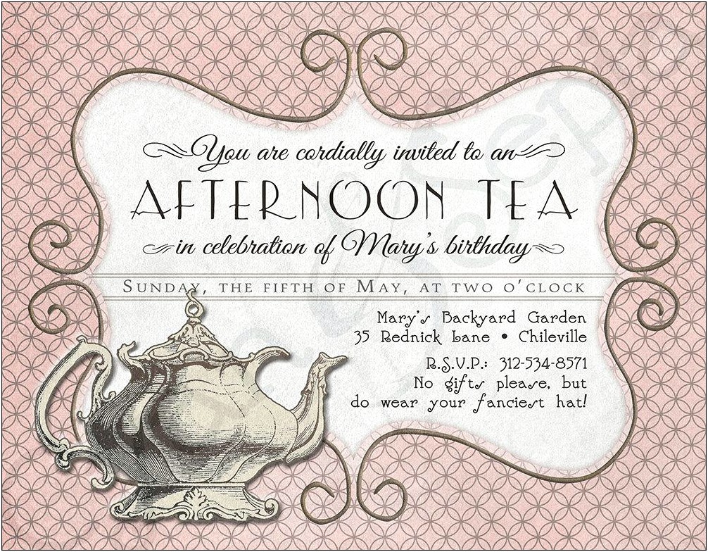 Free Printable Afternoon Tea Invitation Templates