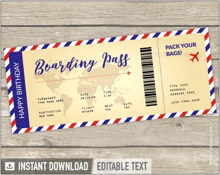 Free Printable Airline Ticket Template Christmas