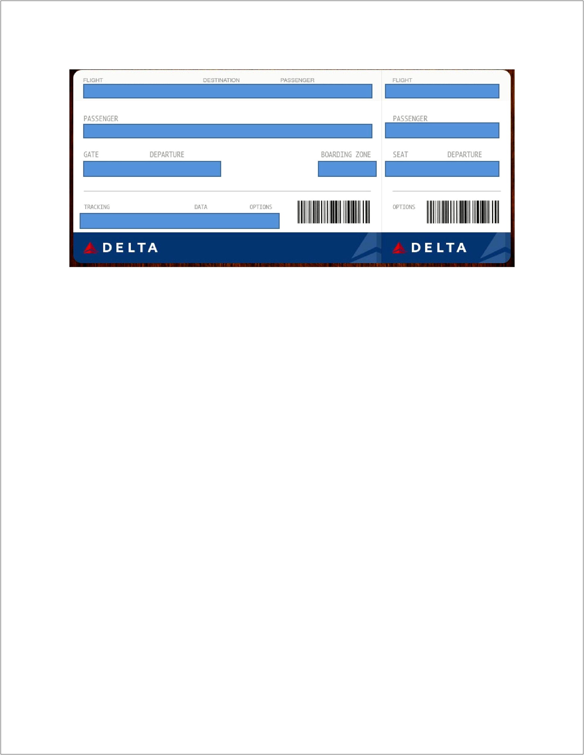 Free Printable Airline Ticket Template Pdf