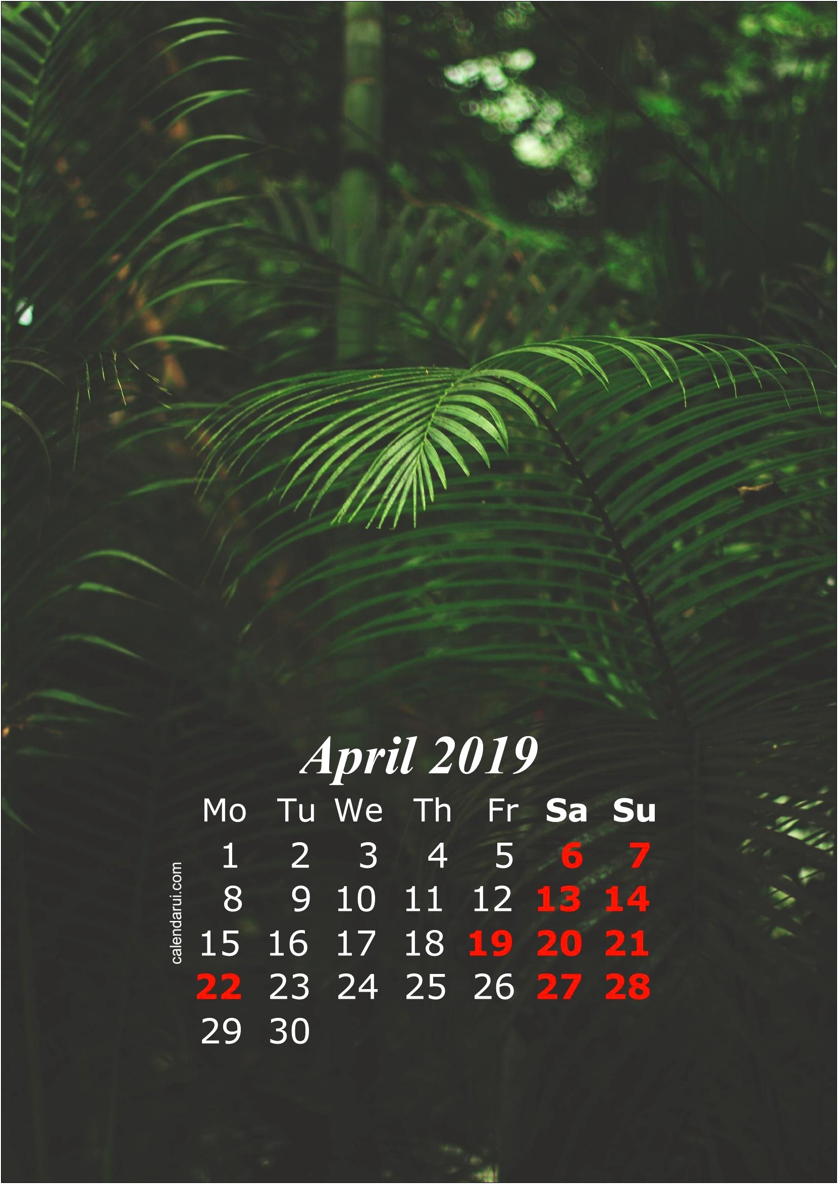 Free Printable April 2019 Calendar Template